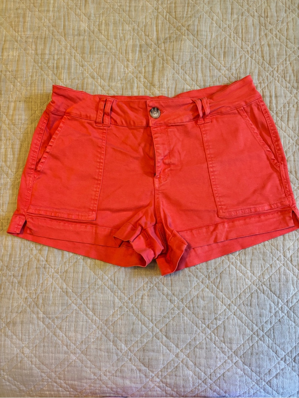 BKE Coral Red Utility Cotton Stretch Shorts, 28